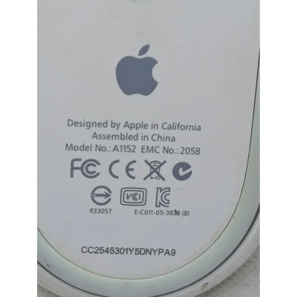 Apple Mighty Mouse Wired USB White Model A1152 Genuine OEM Tested/ Working
